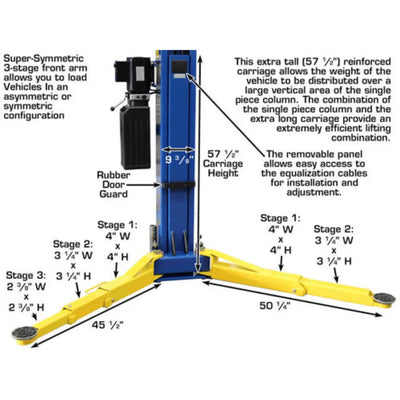 Atlas 9OHSC Overhead 9,000 lb. Capacity 2-Post Lift