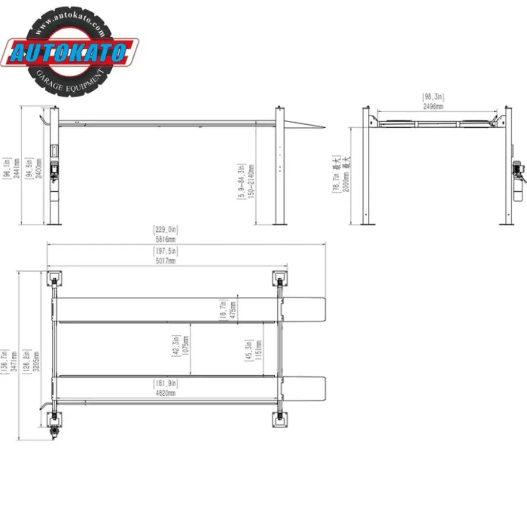 Katool KT-4H110 11,000 lbs 4 Post Car Lift