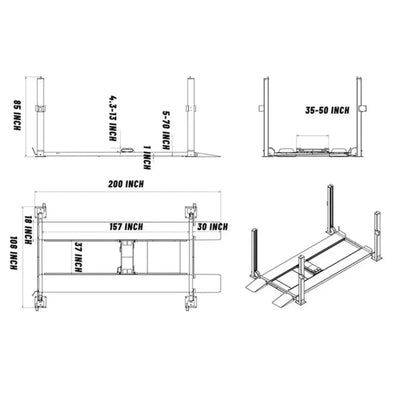 Katool KT-4H850 4 Post 8,500 lbs Heavy Duty lift