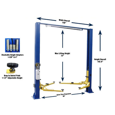 Valor VP9KACX 9,000 lb 2 Post Clear Floor - Asymmetric