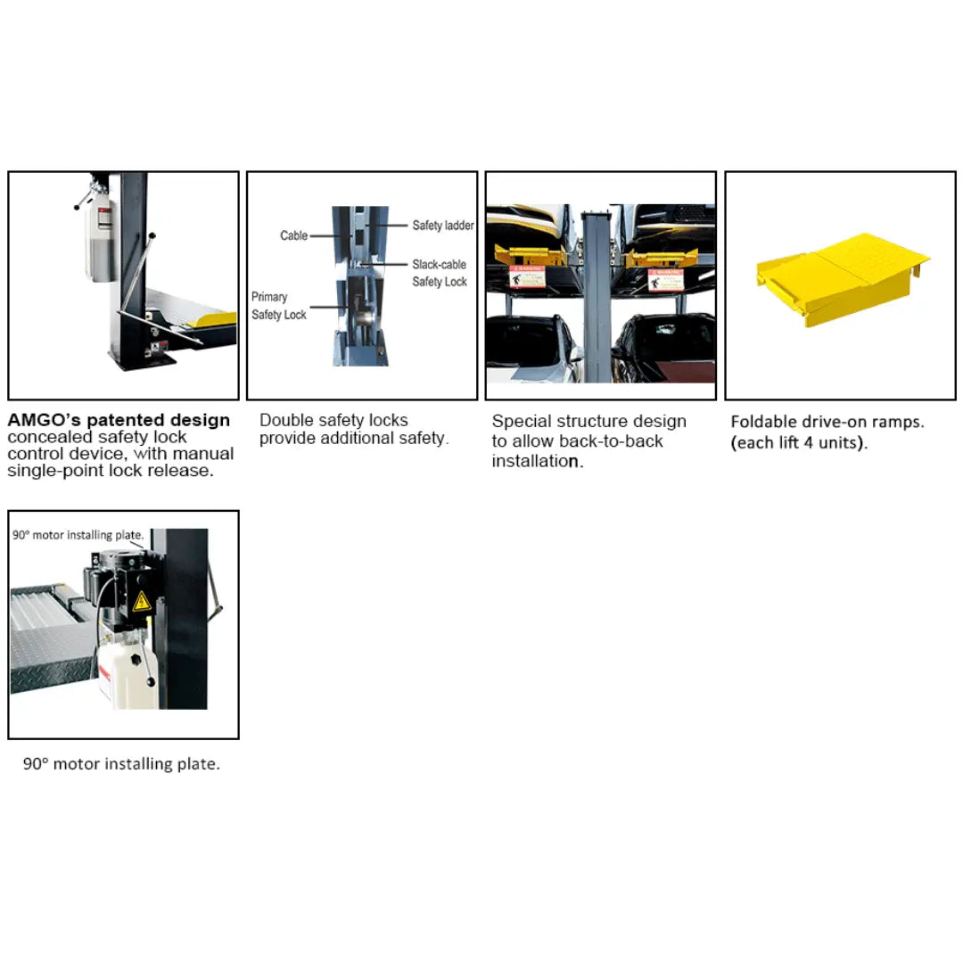 Amgo 409-DP 9,000 Lb Double Parking 4 Post Car Lift