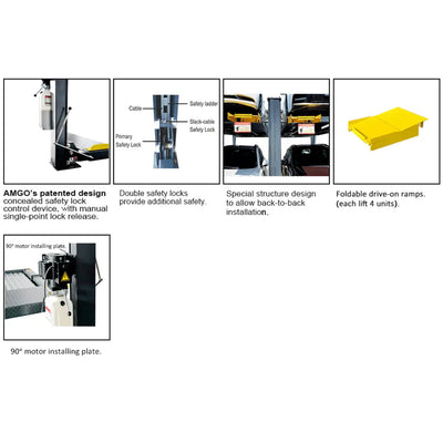 Amgo 409-DP 9,000 Lb Double Parking 4 Post Car Lift