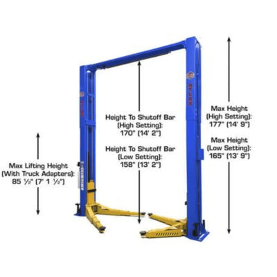 Atlas Platinum PVL12 ALI Certified Commercial Overhead 12,000 lb. Capacity 2-Post Lift
