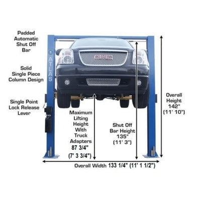 Atlas 9OHSC Overhead 9,000 lb. Capacity 2-Post Lift
