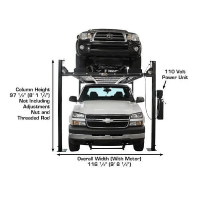 Atlas Garage PRO8000EXT-L 4 Post Lift + RJ35 Sliding Jack Combo