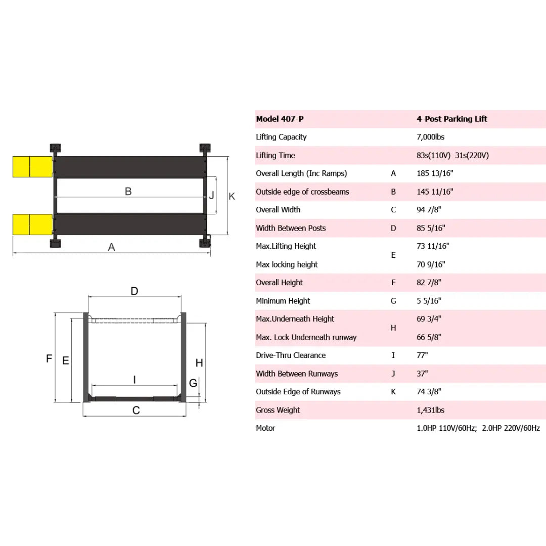 Amgo 407-P 7,000 lb Parking Lift