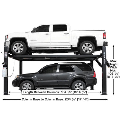 Atlas ALI Certified APEX9 4-Post Lift + RJ6 Rolling Bridge Jack Combo