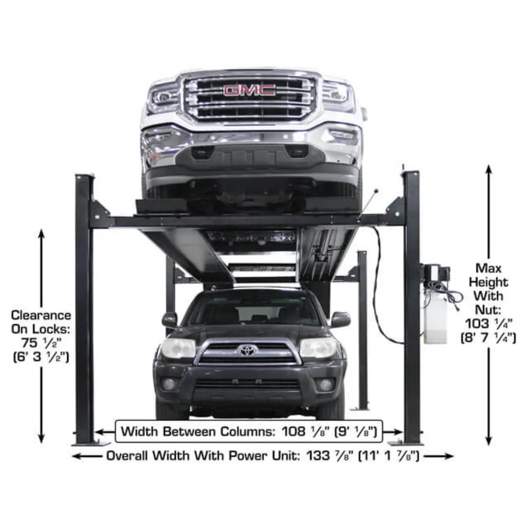 Atlas ALI Certified APEX9 4-Post Lift + RJ6 Rolling Bridge Jack Combo
