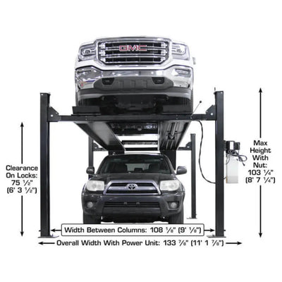 Atlas ALI Certified APEX9 4-Post Lift + RJ6 Rolling Bridge Jack Combo
