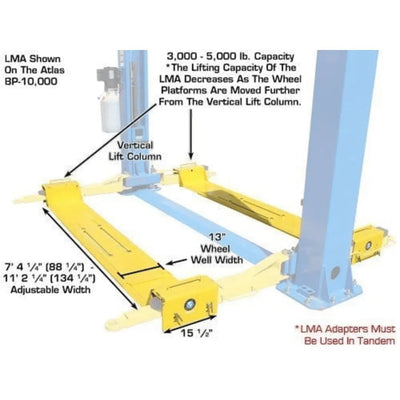 Atlas BP8000 2 Post Car Lift + Lawn Mower Adapter Combo