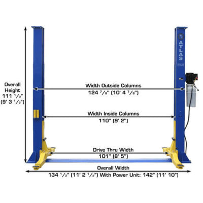 Atlas 9KBPX 9,000 lb Baseplate 2 Post Vehicle Lift