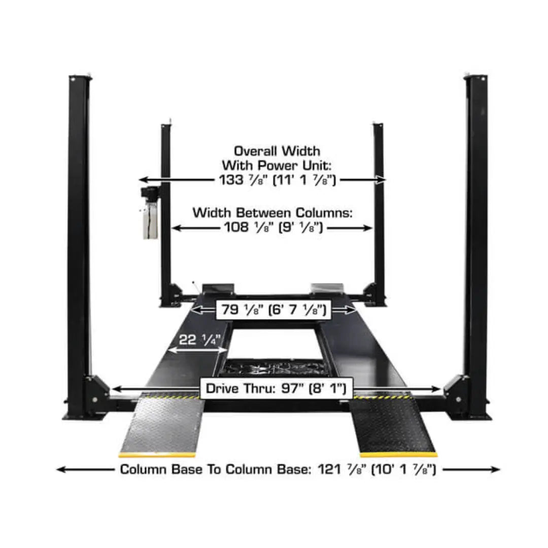 Atlas ALI Certified APEX9 4-Post Lift + RJ6 Rolling Bridge Jack Combo