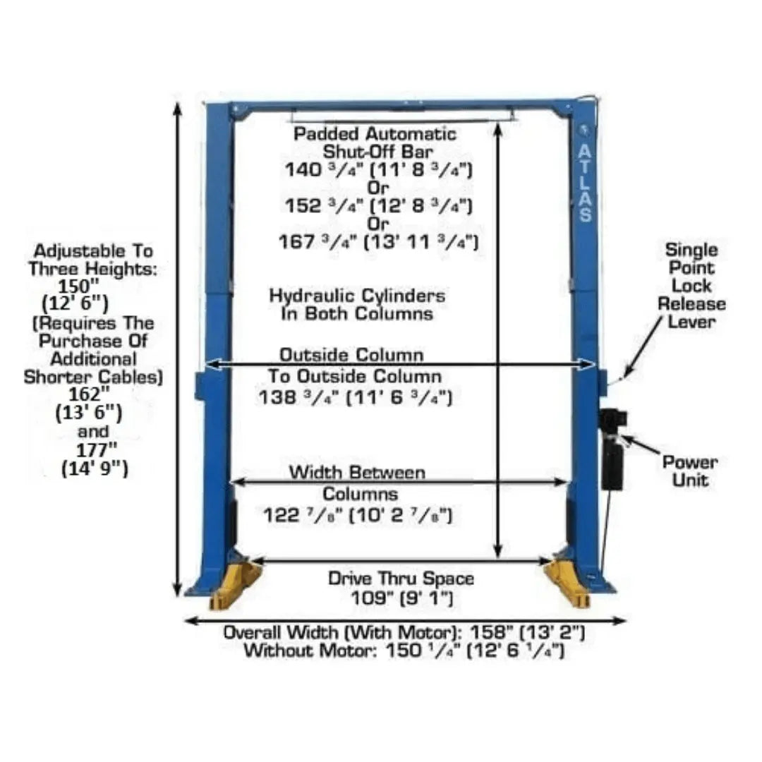 Atlas PV15PX 15,000 lb Overhead 2 Post Lift