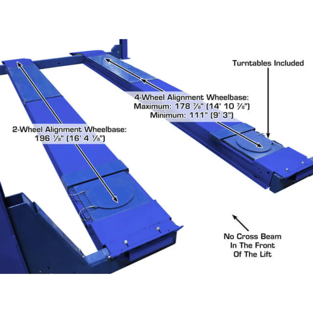 Atlas Open Front Alignment Lift + RJ7000 ALI Certified Rolling Jack Combo