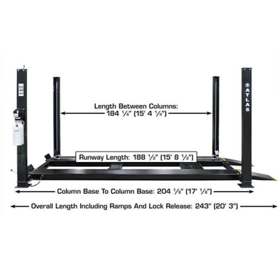 Atlas ALI Certified APEX9 4-Post Lift + RJ6 Rolling Bridge Jack Combo