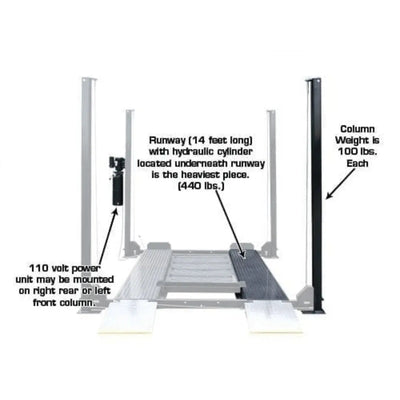 Atlas Garage PRO8000EXT 4 Post Lift + RJ35 Sliding Jacks Combo