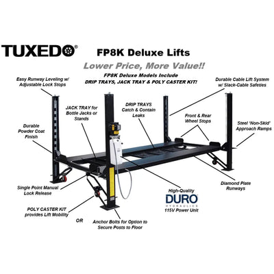 Valor VP8K-DX 8,000 lb 4 Post Deluxe Storage Lift