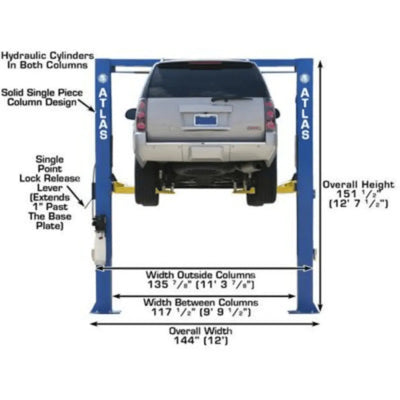 Atlas OHX10000X Commercial Grade Extra Tall 10,000 lb. Capacity 2-Post Lift