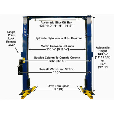 Atlas PV10PX 10,000 lb Overhead 2-Post Lift