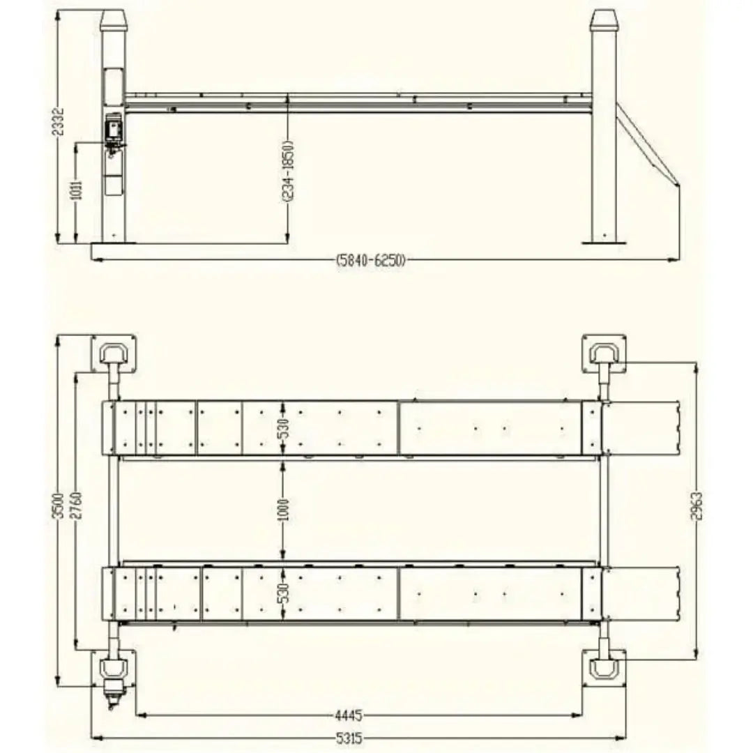 Katool KT-4H150 15,000 lbs 4 Post Alignment Lift With Rolling Jack