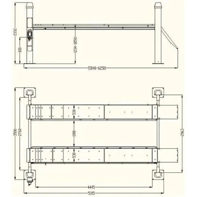 Katool KT-4H150 15,000 lbs 4 Post Alignment Lift With Rolling Jack
