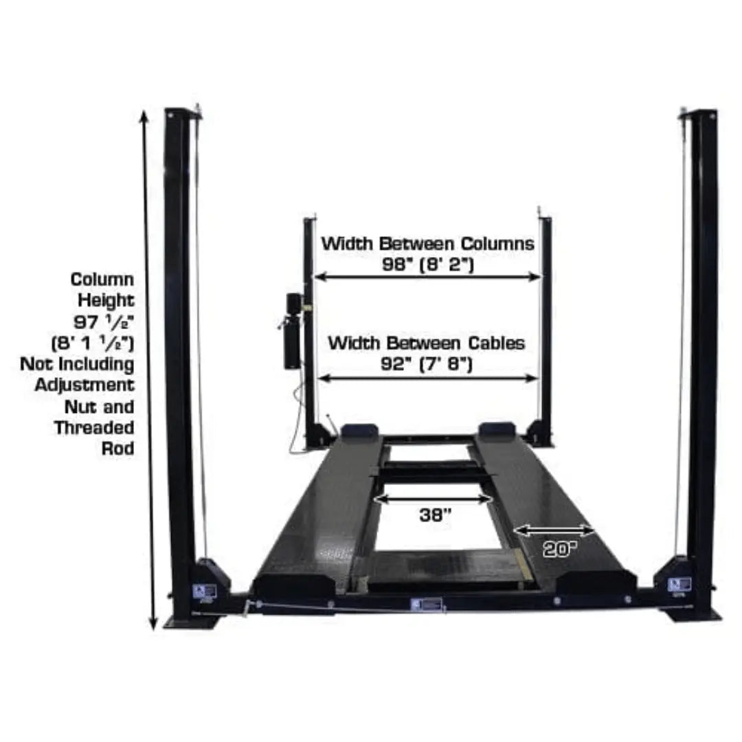 Atlas Garage PRO8000EXT-L 4 Post Lift + RJ35 Sliding Jack Combo