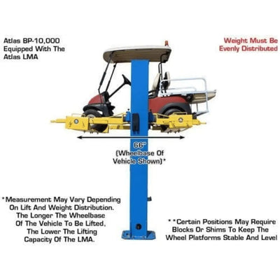 Atlas BP8000 2 Post Car Lift + Lawn Mower Adapter Combo