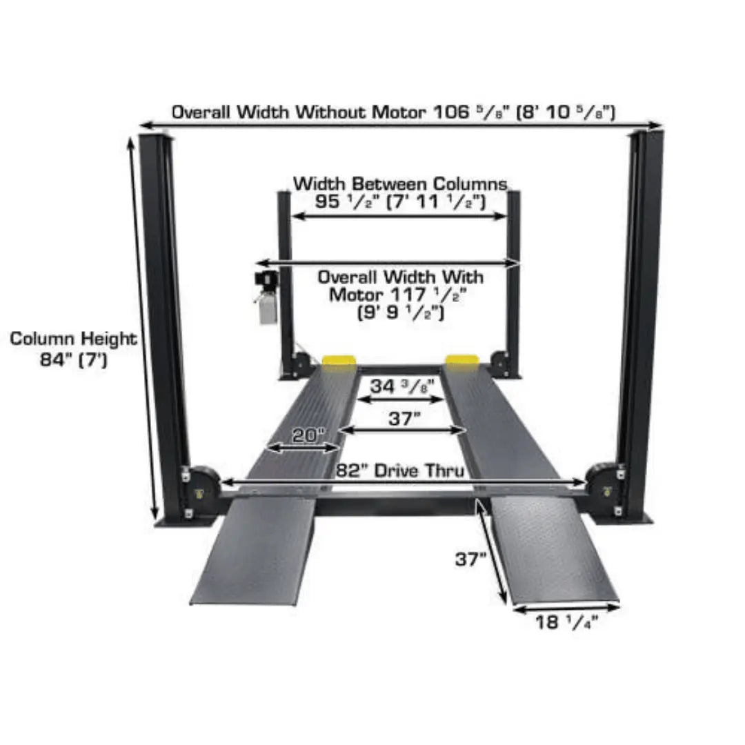 Atlas 408SL Super Deluxe Portable Hobbyist 8,000 lb. Capacity 4-Post Lift