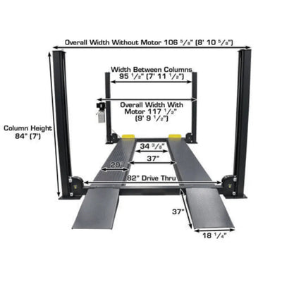 Atlas PREMIUM 408SL 4 Post Lift + RJ35 Sliding Jacks Combo