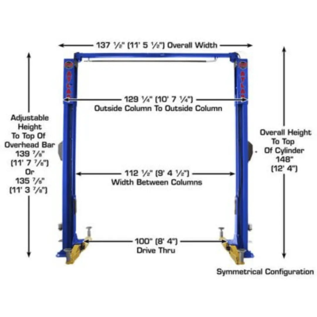 Atlas Platinum PVL10 ALI Certified Commercial Overhead 10,000 lb. Capacity 2 Post Car Lift