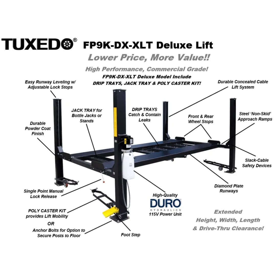 Valor VP9K-DX-XLT 9,000 lb 4 Post Deluxe Storage Lift