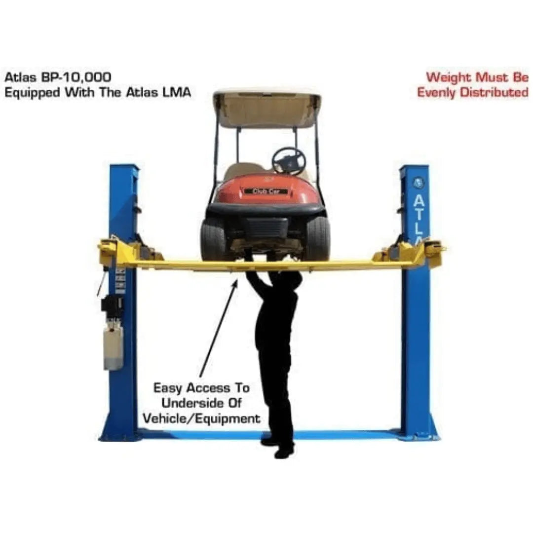 Atlas BP8000 2 Post Car Lift + Lawn Mower Adapter Combo
