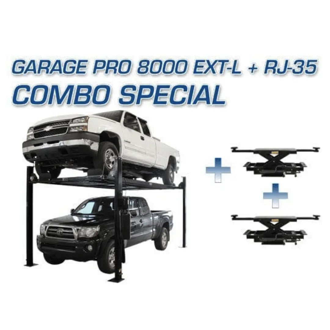 Atlas Garage PRO8000EXT-L 4 Post Lift + RJ35 Sliding Jack Combo