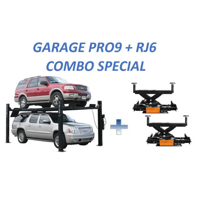 Atlas Garage PRO9000 4 Post Lift + RJ6 Rolling Jacks Combo