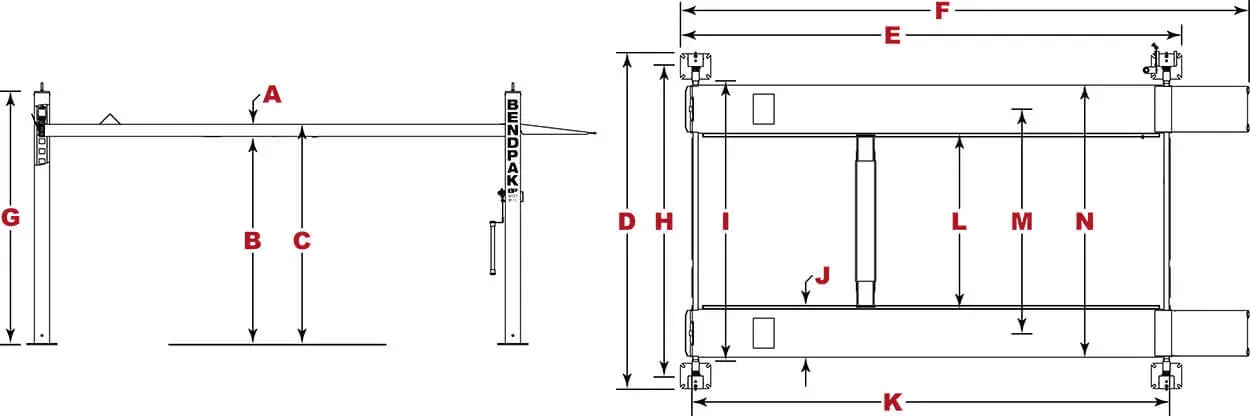 BendPak HD-7500BLX 7,500 lb. 4 Post Vehicle And Boat Storage Lift