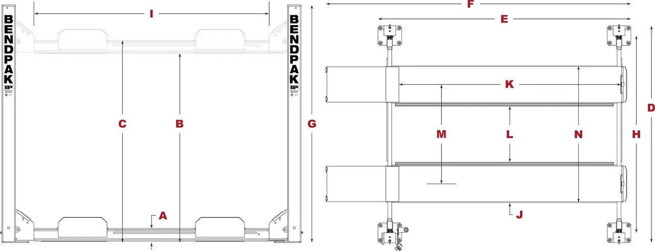 BendPak HD-7P 7,000 lb. 4 Post Lift