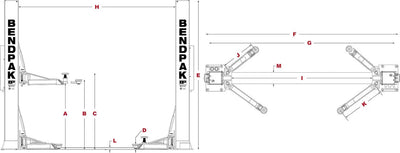 BendPak XPR-12FDL 12,000 lb. 2 Post Lift