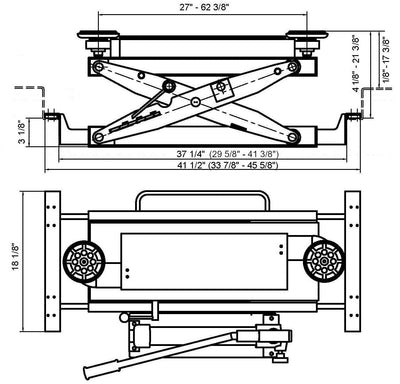 APlusLift 4000LB Air Operated Sliding Bridge Jack ABJ-40